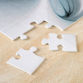 フローラエレガンスモダン抽象芸術ブルーフラクタルアート ジグソーパズル (側面)