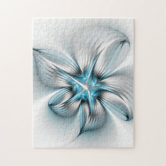 フローラエレガンスモダン抽象芸術ブルーフラクタルアート ジグソーパズル (縦)