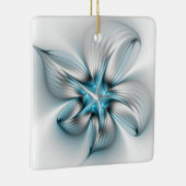 フローラエレガンスモダン抽象芸術ブルーフラクタルアート セラミックオーナメント (右)