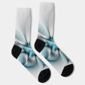 フローラエレガンスモダン抽象芸術ブルーフラクタルアート ソックス (右)