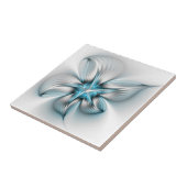 フローラエレガンスモダン抽象芸術ブルーフラクタルアート タイル (側面)