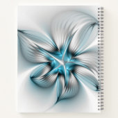 フローラエレガンスモダン抽象芸術ブルーフラクタルアート ノートブック (裏面)