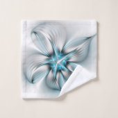 フローラエレガンスモダン抽象芸術ブルーフラクタルアート バスタオルセット (ウォッシュタオル)