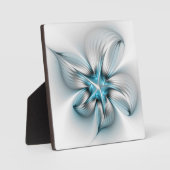 フローラエレガンスモダン抽象芸術ブルーフラクタルアート フォトプラーク (正面)