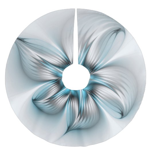 フローラエレガンスモダン抽象芸術ブルーフラクタルアート ブラッシュドポリエステルツリースカート (正面)