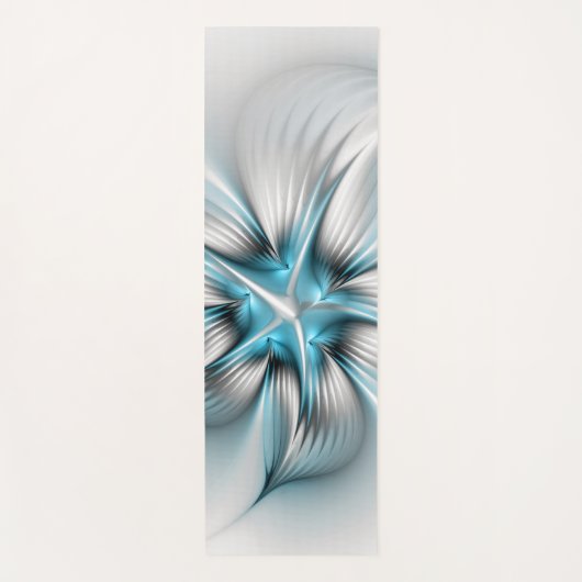 フローラエレガンスモダン抽象芸術ブルーフラクタルアート ヨガマット (正面)