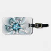 フローラエレガンスモダン抽象芸術ブルーフラクタルアート ラゲッジタグ (正面横)