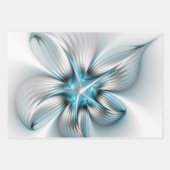 フローラエレガンスモダン抽象芸術ブルーフラクタルアート ラッピングペーパーシート (正面3)
