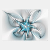 フローラエレガンスモダン抽象芸術ブルーフラクタルアート ラッピングペーパーシート (正面3)