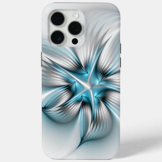 フローラエレガンスモダン抽象芸術ブルーフラクタルアート Case-Mate iPhoneケース (裏面)