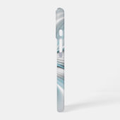 フローラエレガンスモダン抽象芸術ブルーフラクタルアート iPhone 16ケース (左側面)