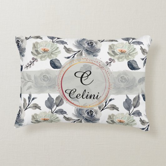 フローラエレガンス素晴らし：水彩模様 アクセントクッション (裏面)