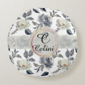 フローラエレガンス素晴らし:水彩模様 ラウンドクッション (正面)