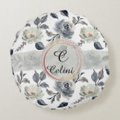 フローラエレガンス素晴らし:水彩模様 ラウンドクッション (裏面)