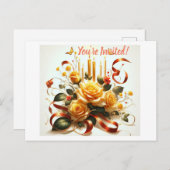 フローラエレガンス：お祝いの開花 インビテーションポストカード (正面/裏面)