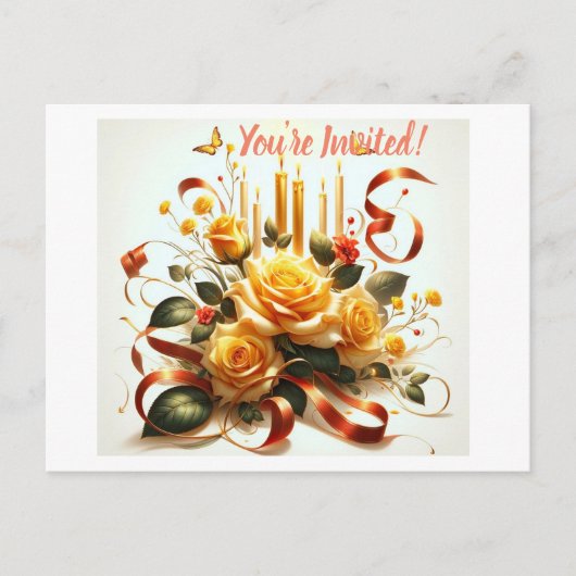 フローラエレガンス：お祝いの開花 インビテーションポストカード (正面)