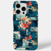 フローラエレガンス – ティール（緑がかった色）&コーラル芸術的 Case-Mate iPhoneケース (裏面)