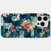 フローラエレガンス – ティール（緑がかった色）&コーラル芸術的 Case-Mate iPhoneケース (裏面 (横))