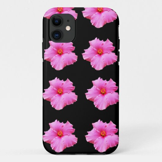 フローラエレガンス:ピンクのハイビスカス開花オンブラック" Case-Mate iPhoneケース (裏面)
