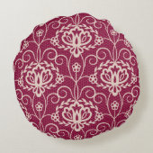 フローラエレガンス：レッドレースパターン ラウンドクッション (裏面)