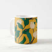 フローラエレガンス：ヴィンテージリーフィパターン。 コーヒーマグカップ (正面左)