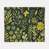 フローラエレガンス：ヴィンテージ水のカラーパターン フリースブランケット (正面(横))