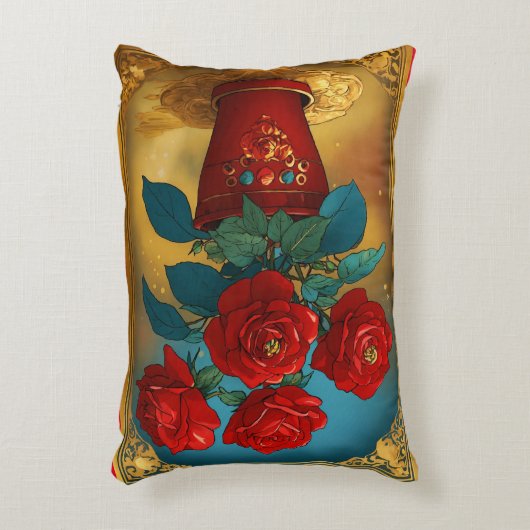 "フローラエレガンス：印刷されたアクセント枕ブルーミングw アクセントクッション (正面(垂直))