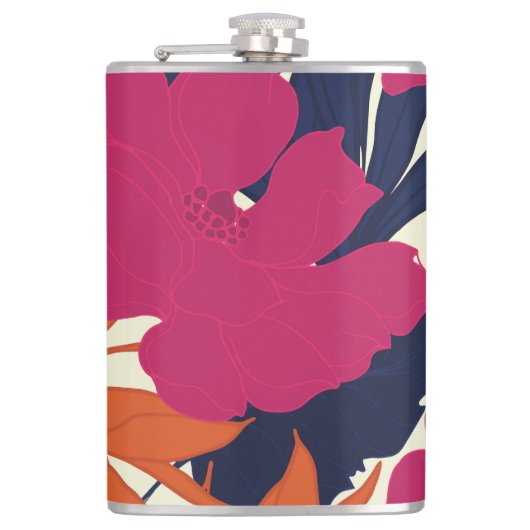 フローラエレガンス:抽象芸術パターン フラスク (正面)