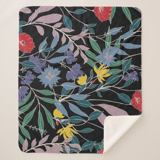 フローラエレガンス：抽象芸術ヴィンテージ背景 シェルパブランケット (正面)