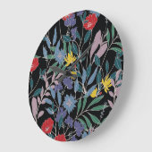 フローラエレガンス：抽象芸術ヴィンテージ背景 ラージ壁時計 (傾斜)