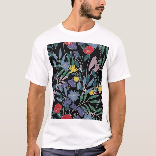 フローラエレガンス:抽象芸術ヴィンテージ背景 Tシャツ (正面)