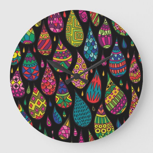 フローラエレガンス、抽象芸術背景。 ラージ壁時計 (正面)