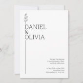 フローラエレガンス：白と黒のミニマリストウェディング 招待状 (正面)