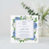 フローラエレガントあじさい男の子のシャワー 招待状 (スタンド正面)