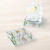 フローラエレガントかわいい書道の名前 ガラスコースター (アングル)