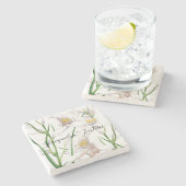 フローラエレガントかわいい書道の名前 ストーンコースター (横)