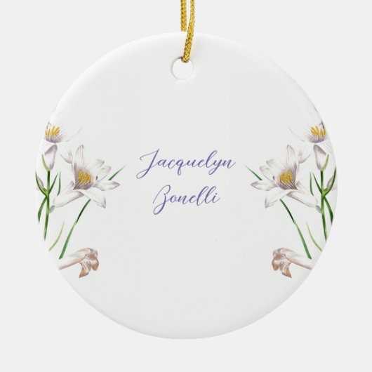 フローラエレガントかわいい書道の名前 セラミックオーナメント (正面)