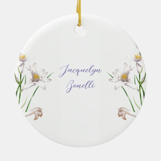 フローラエレガントかわいい書道の名前 セラミックオーナメント (裏面)