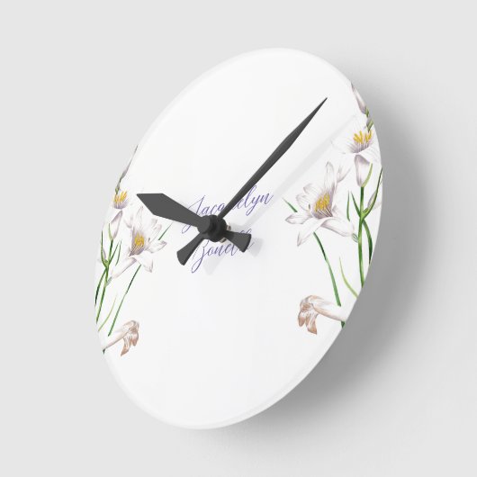 フローラエレガントかわいい書道の名前 ラウンド壁時計 (傾斜)