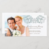 フローラエレガントがブルーの発結婚表を飾る 案内状 (正面/裏面)