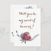 、フローラエレガントが私のメイド・オブ・オーナー（花嫁付き添い人） 招待状 (正面/裏面)