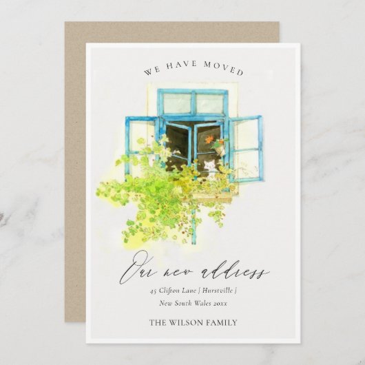 フローラエレガントつる植物ウィンドウ我々はカードを移動した サンキューカード (正面/裏面)