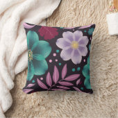 フローラエレガントとティール（緑がかった色） クッション (ブランケット)