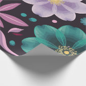 フローラエレガントとティール（緑がかった色） ラッピングペーパー (角)