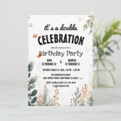 フローラエレガントと蝶の二重誕生日パーティー 招待状 (スタンド正面)