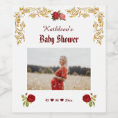 フローラエレガントと金ゴールド赤ちゃんシャワーワインラベル ワインラベル (シングルラベル)