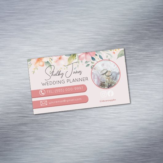 フローラエレガントなウェディングプランナースモールビジネス マグネット名刺 (インサイチュ)