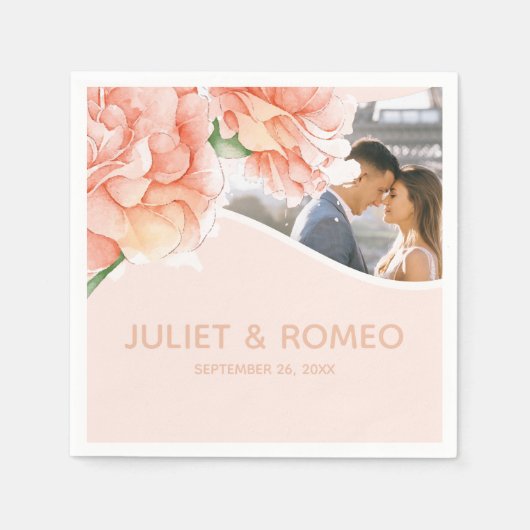 フローラエレガントなウェディングモノグラム スタンダードカクテルナプキン (正面)