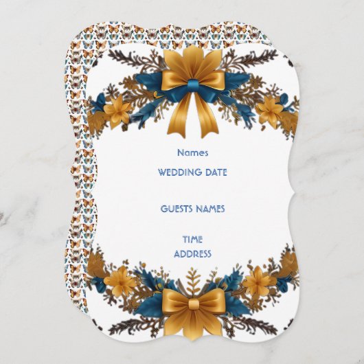 フローラエレガントな結婚式の招待デザイン 招待状 (正面/裏面)