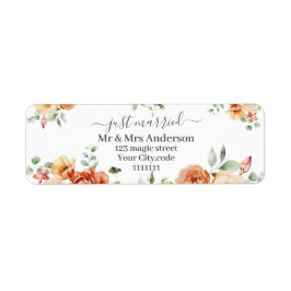 フローラエレガントな結婚式の発表たった今結婚しました ラベル